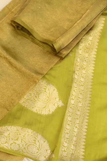 Pure Tissue Organza With Chinya Woven Pallu Banarasi Dupatta