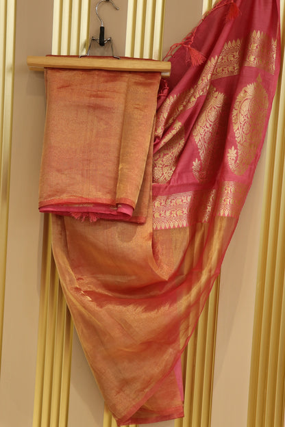 Pure Tissue Organza With Chinya Woven Pallu Banarasi Dupatta