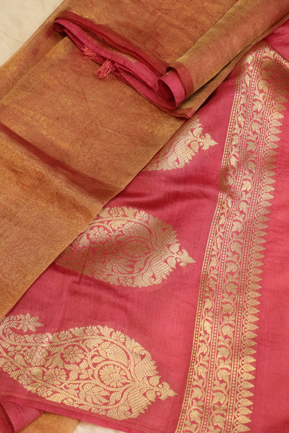 Pure Tissue Organza With Chinya Woven Pallu Banarasi Dupatta