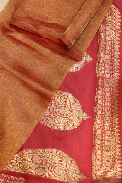 Pure Tissue Organza With Chinya Woven Pallu Banarasi Dupatta