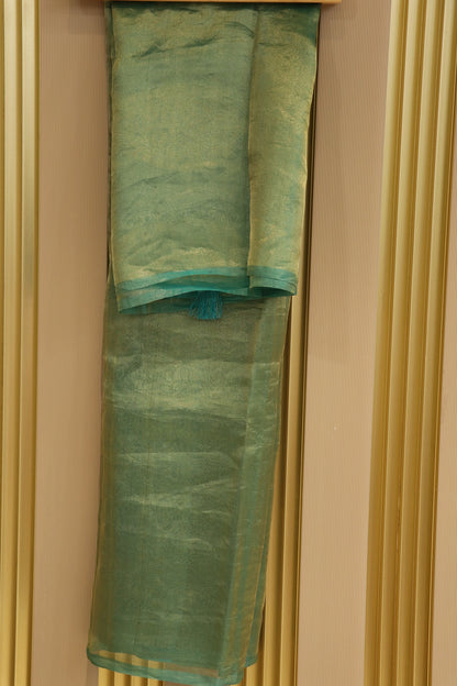 Pure Tissue Organza With Chinya Woven Pallu Banarasi Dupatta