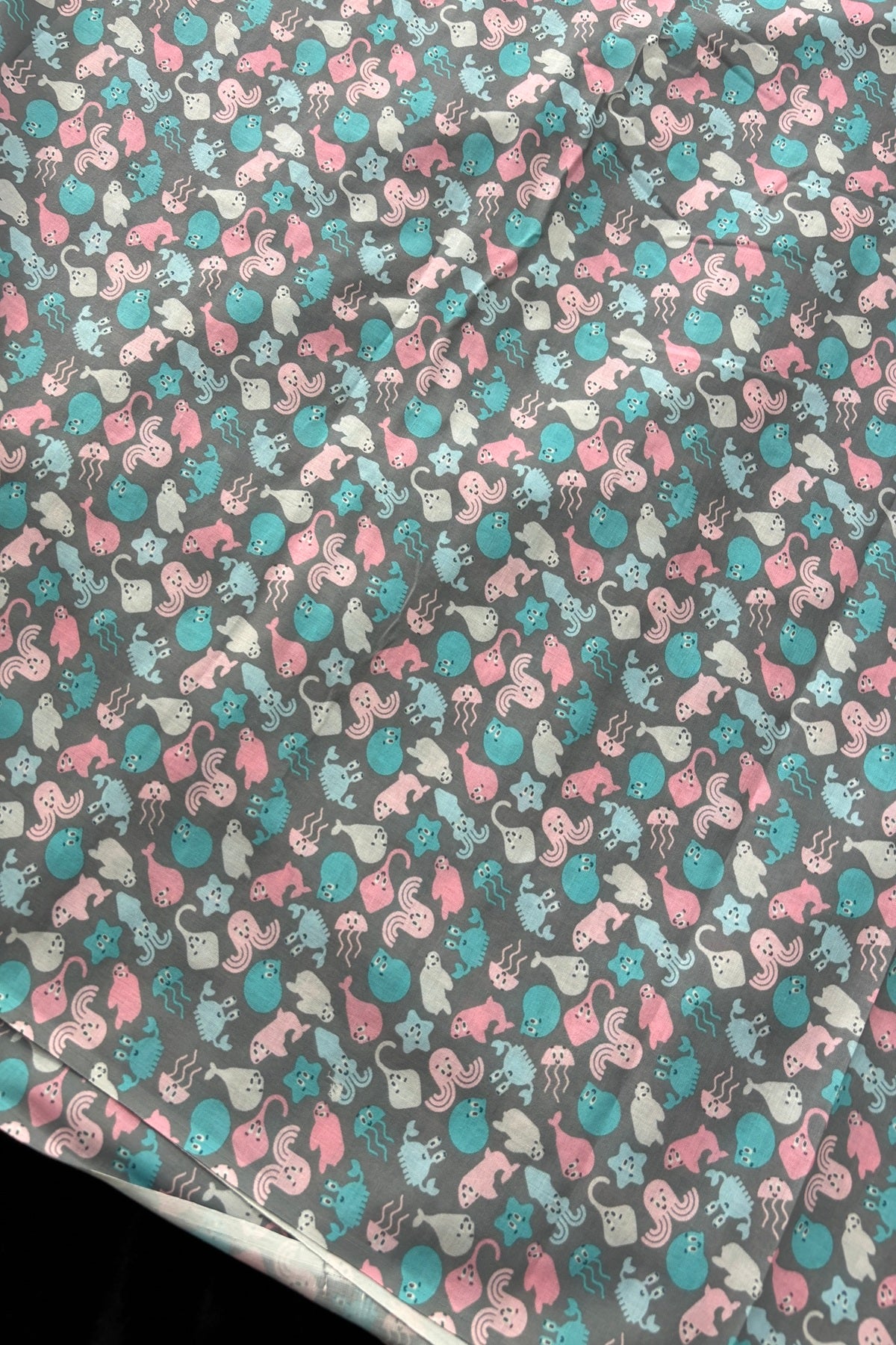 Sea Animals Printed Cambric Cotton Fabric