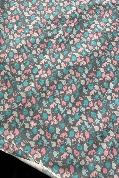 Sea Animals Printed Cambric Cotton Fabric