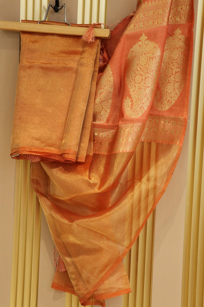 Pure Tissue Organza With Chinya Woven Pallu Banarasi Dupatta