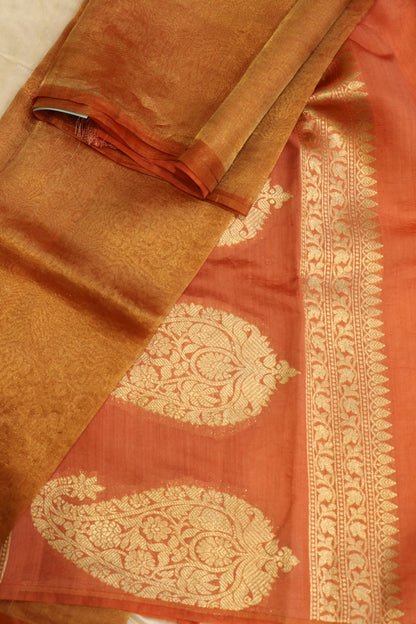 Pure Tissue Organza With Chinya Woven Pallu Banarasi Dupatta