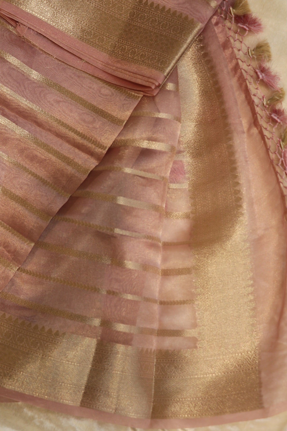 Shades of water Gold Tissue Zari Organza dupatta with Zari Woven Line