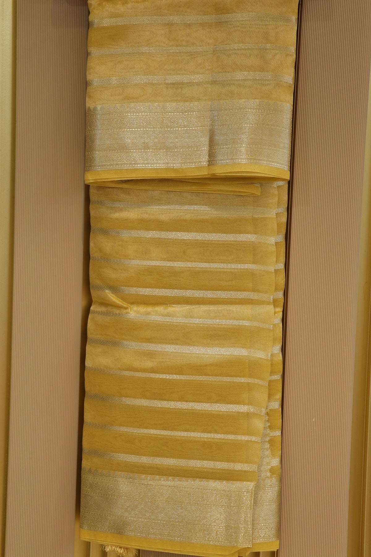 Shades of water Gold Tissue Zari Organza dupatta with Zari Woven Line
