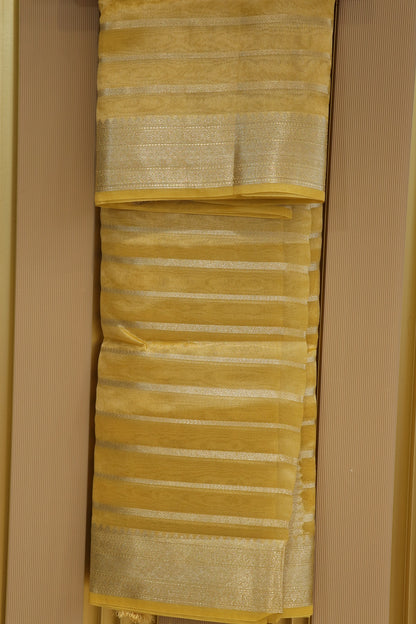 Shades of water Gold Tissue Zari Organza dupatta with Zari Woven Line