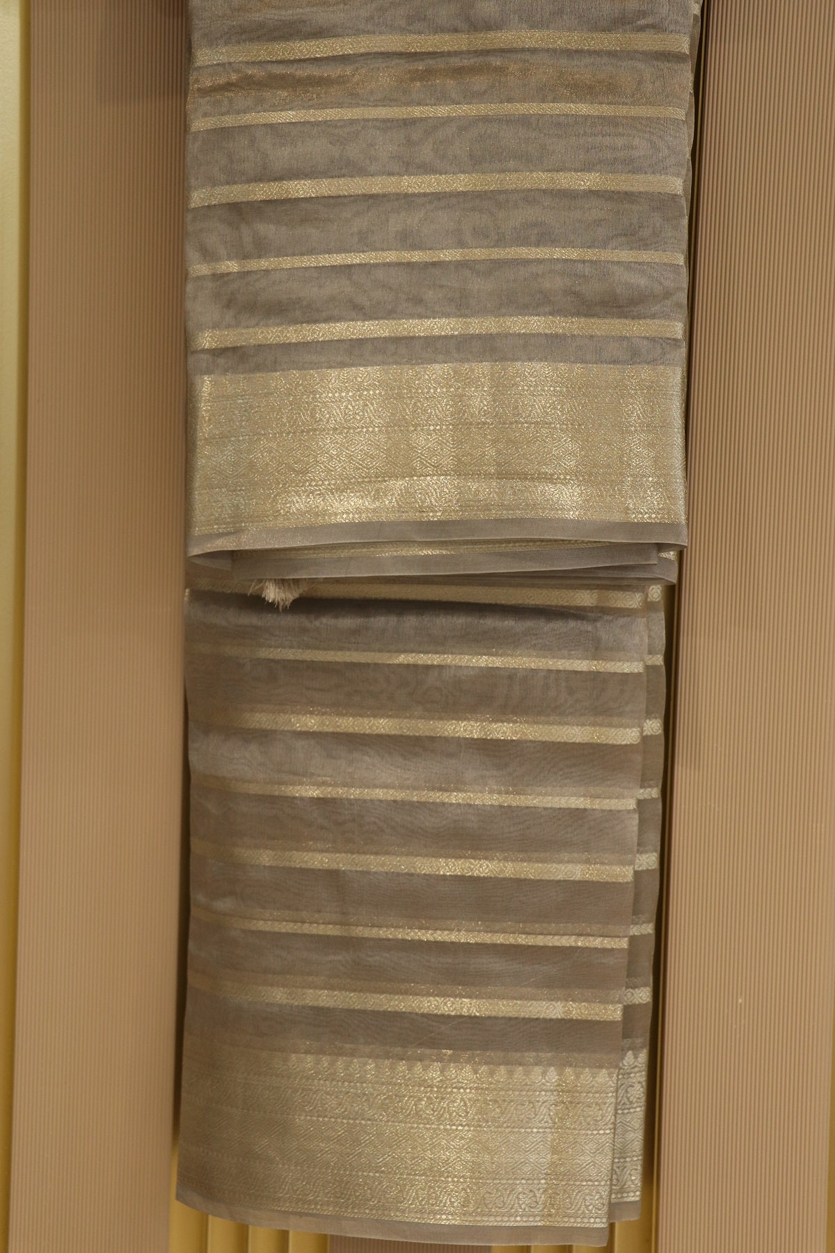 Shades of water Gold Tissue Zari Organza dupatta with Zari Woven Line