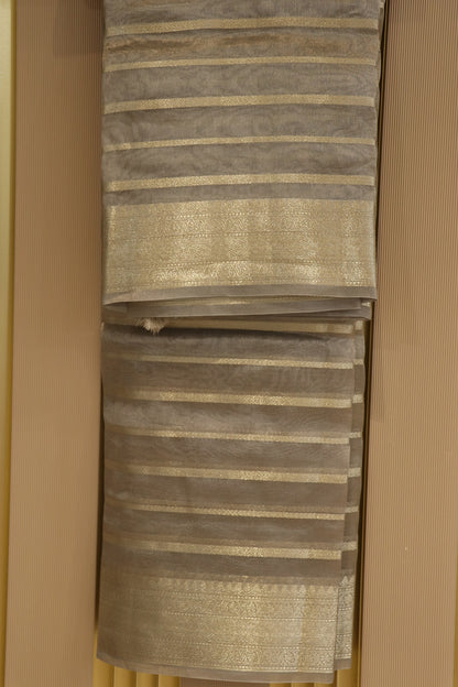 Shades of water Gold Tissue Zari Organza dupatta with Zari Woven Line