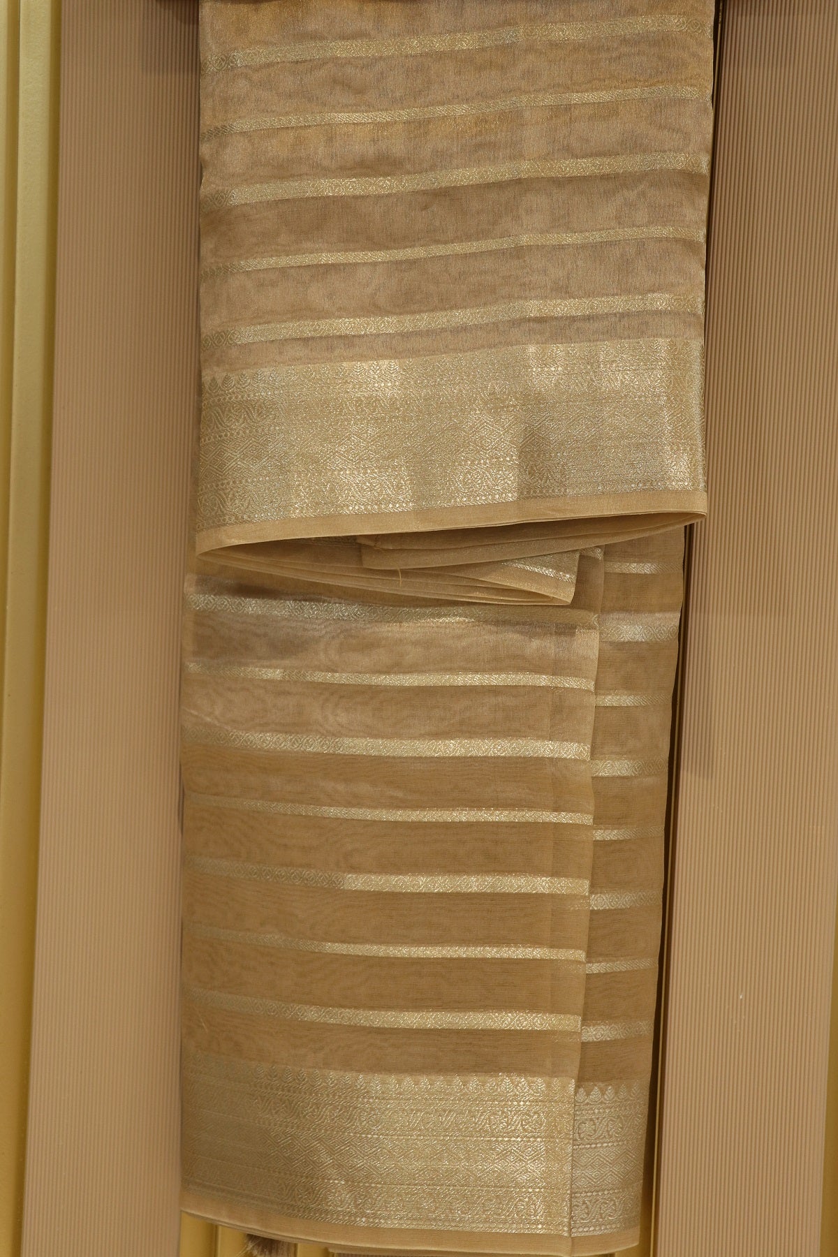 Shades of water Gold Tissue Zari Organza dupatta with Zari Woven Line