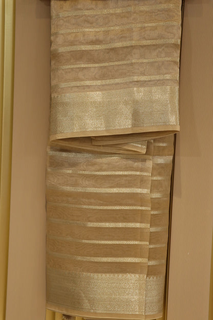 Shades of water Gold Tissue Zari Organza dupatta with Zari Woven Line