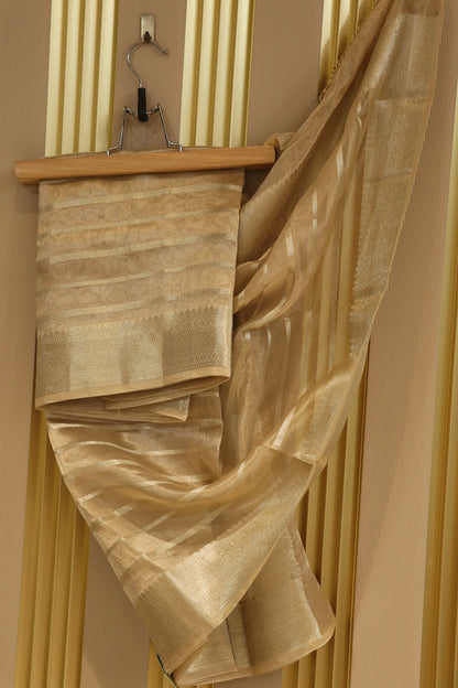 Shades of water Gold Tissue Zari Organza dupatta with Zari Woven Line