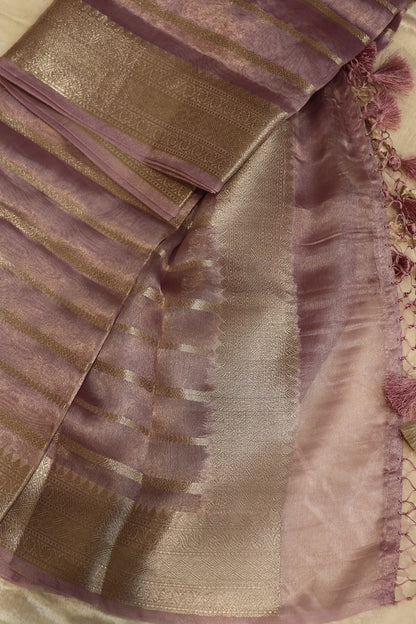 Shades of water Gold Tissue Zari Organza dupatta with Zari Woven Line