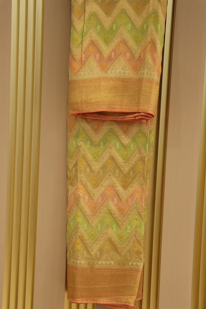 Pure Banarasi Rangkaat Dupatta With Weaves and Bandni Boond Butties