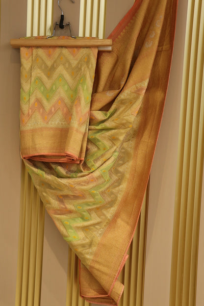 Pure Banarasi Rangkaat Dupatta With Weaves and Bandni Boond Butties