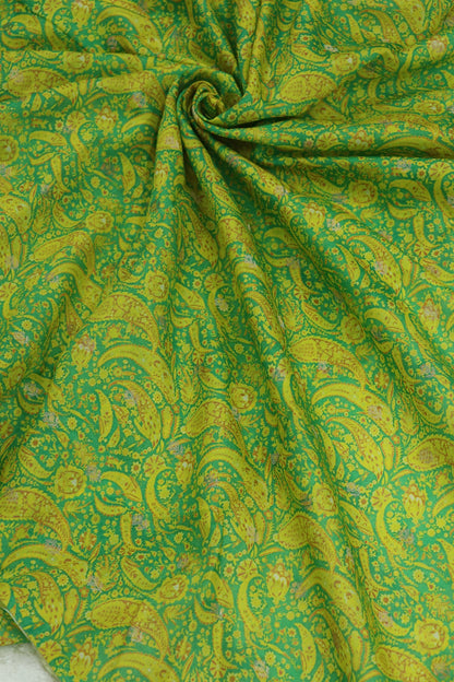 Pure Chanderi Paisley Dual Toned Printed Woven Fabric