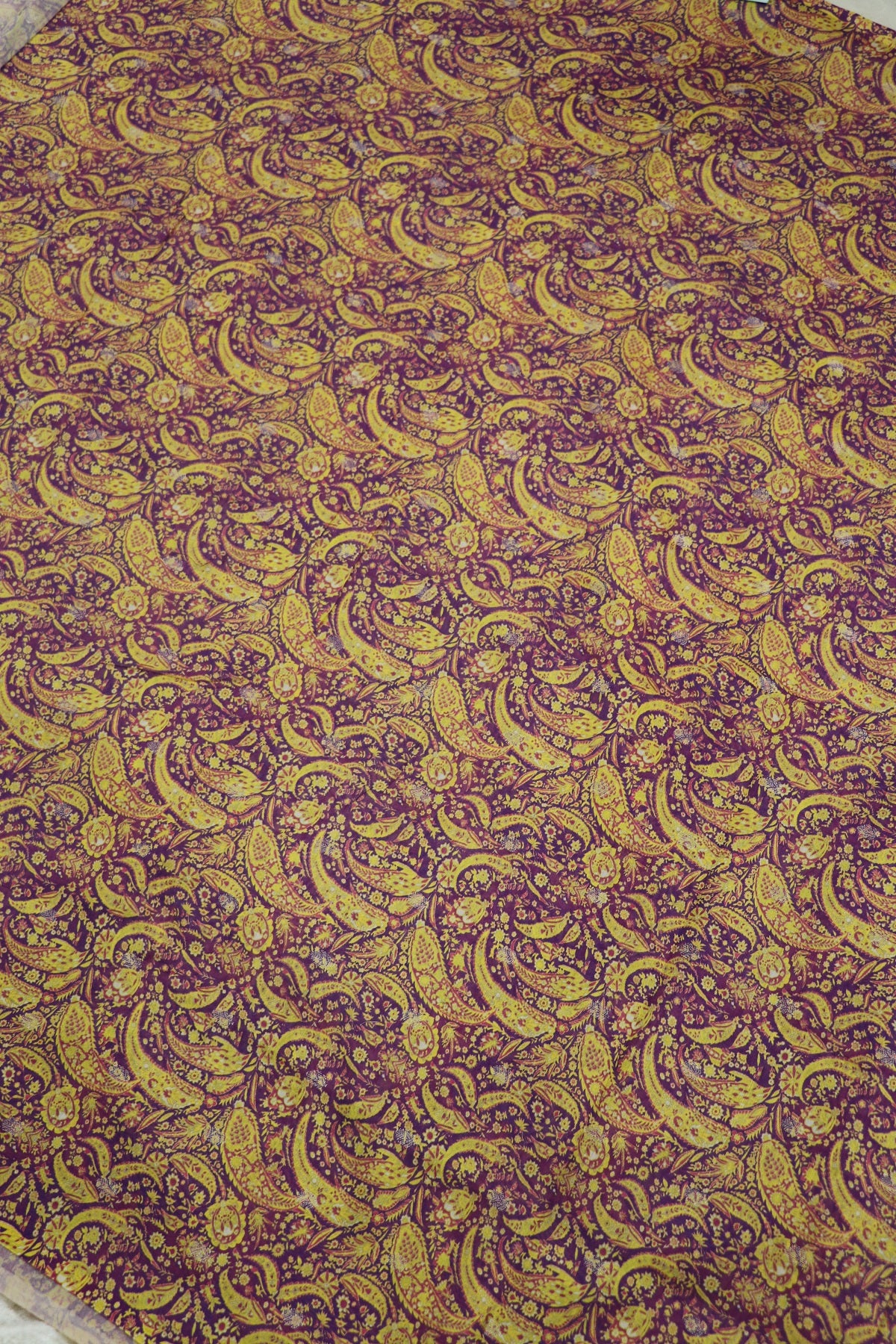Pure Chanderi Paisley Dual Toned Printed Woven Fabric