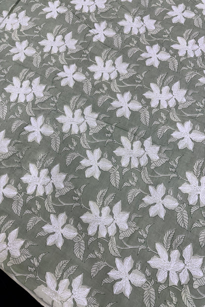 Wild Floral Screen Printed Pure Cotton Fabric