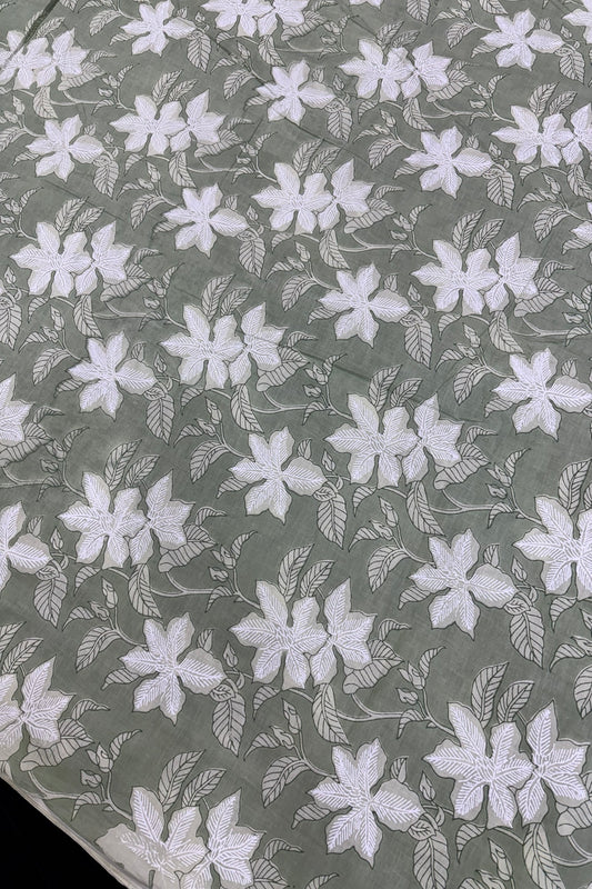 Wild Floral Screen Printed Pure Cotton Fabric