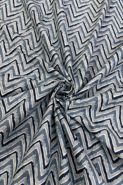 Cross Waves Screen Printed Pure Cotton Fabric