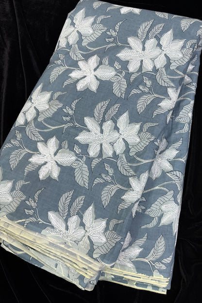 Wild Floral Screen Printed Pure Cotton Fabric