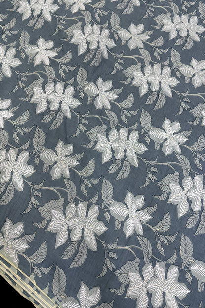 Wild Floral Screen Printed Pure Cotton Fabric
