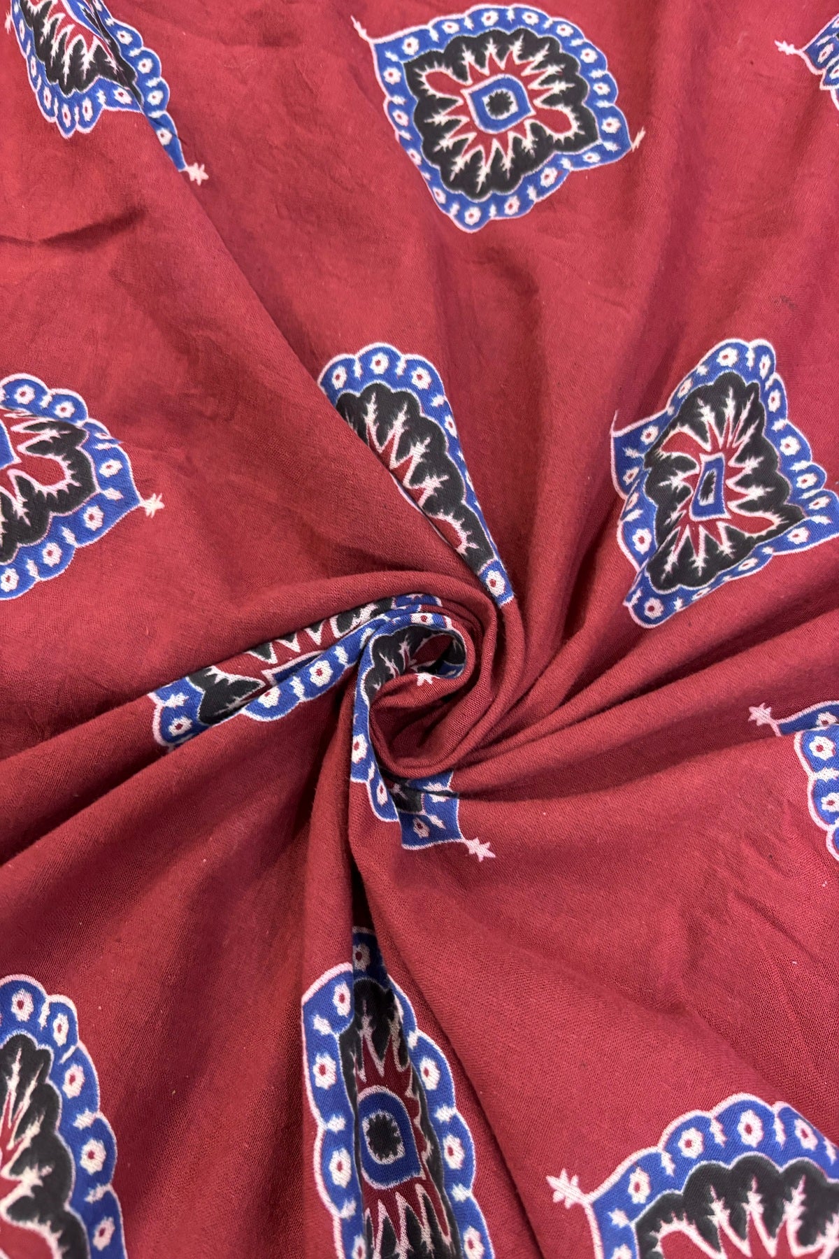 Morpeech Traditonal Motif Printed Ajrak Fabric