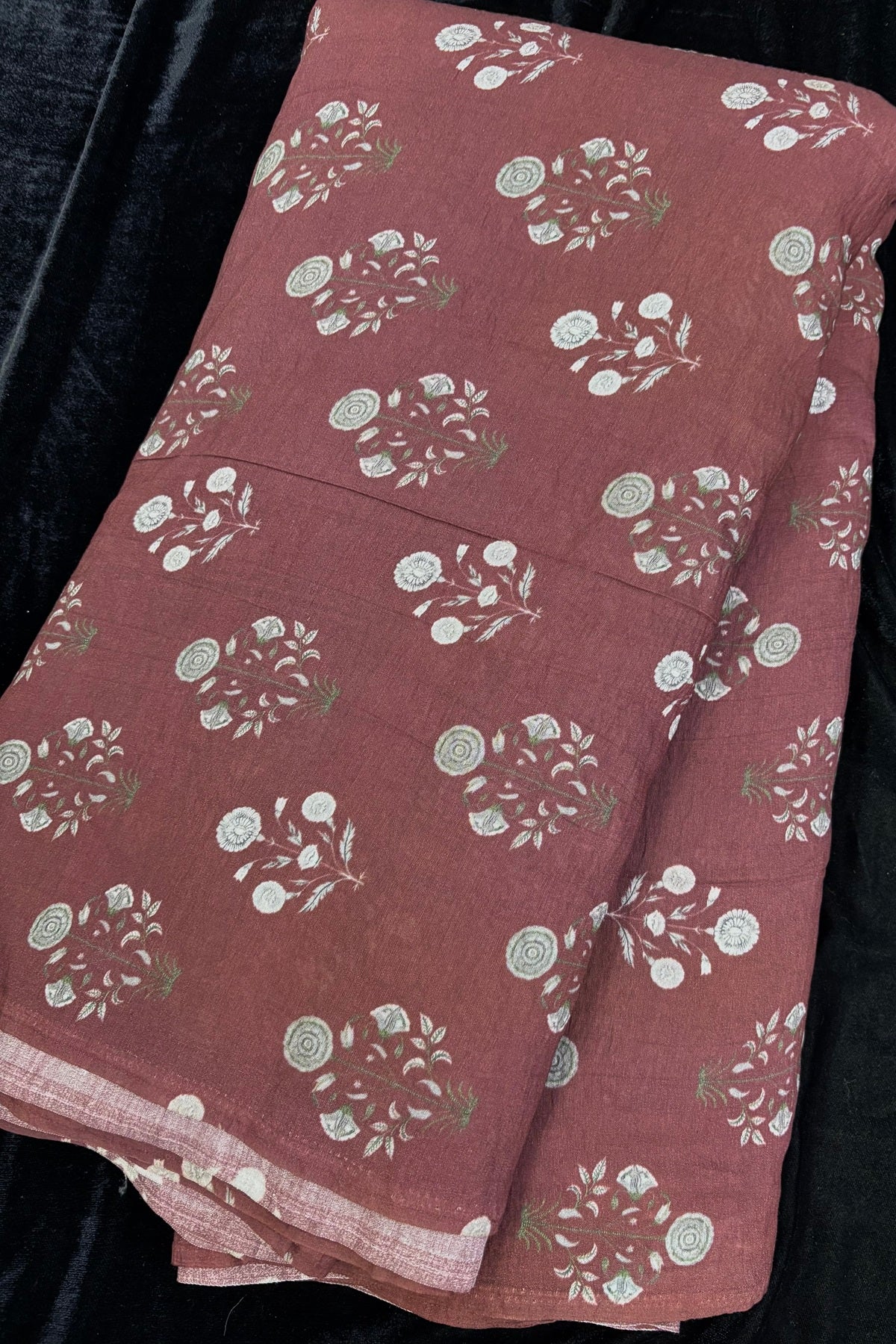 Mughal Printed Mogra Chanderi Fabric