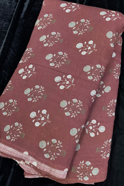 Mughal Printed Mogra Chanderi Fabric