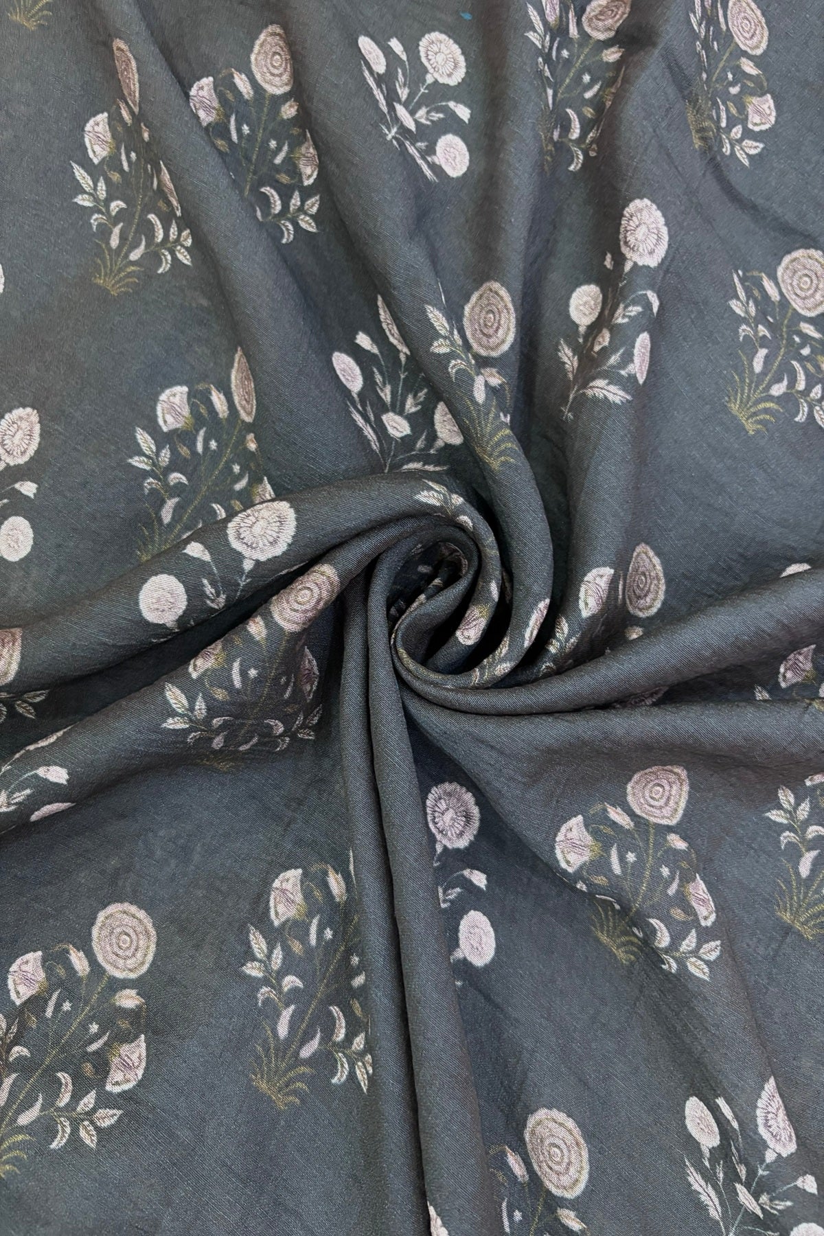 Mughal Printed Mogra Chanderi Fabric