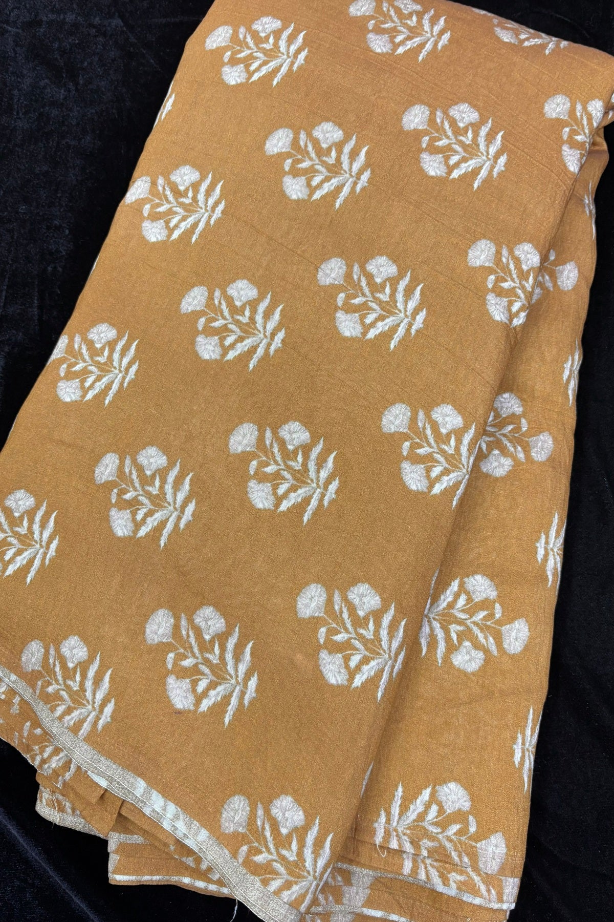 Mughal Printed Mogra Chanderi Fabric