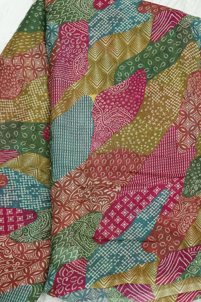 Multi colored Geometrical Printed Silky Organza fabric