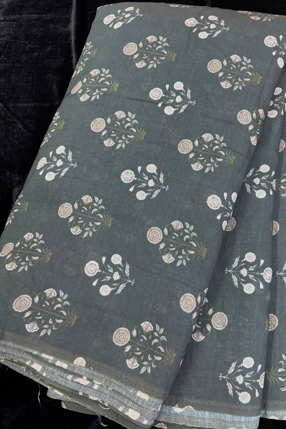 Mughal Printed Mogra Chanderi Fabric