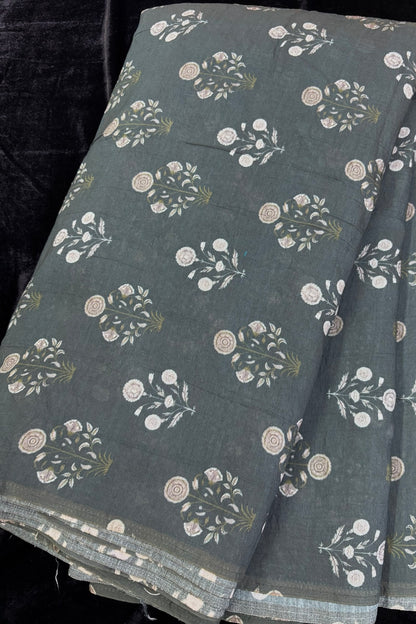 Mughal Printed Mogra Chanderi Fabric
