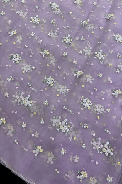 Posy Floral Embroidery With High Lighted  Sequins Pure Organza Fabric