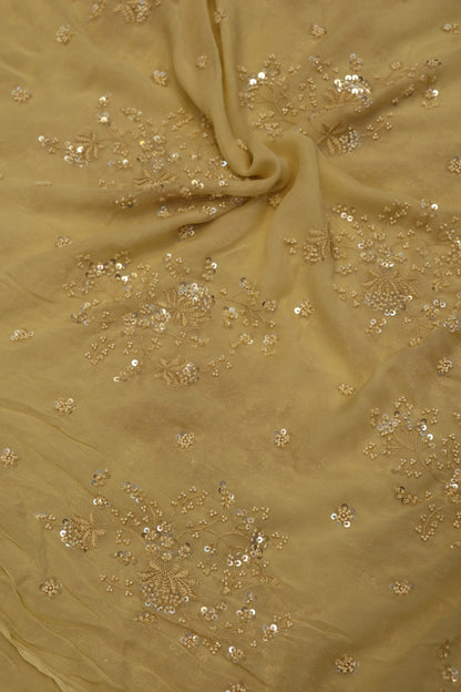 Georgette Embroidered Fabric With Cutbeads & Sequins
