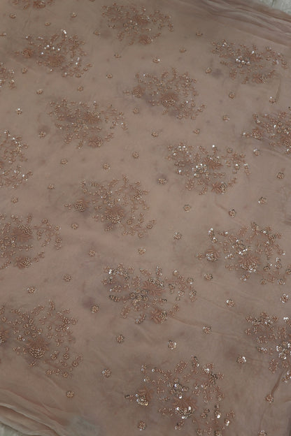 Georgette Embroidered Fabric With Cutbeads & Sequins