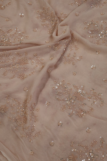 Georgette Embroidered Fabric With Cutbeads & Sequins