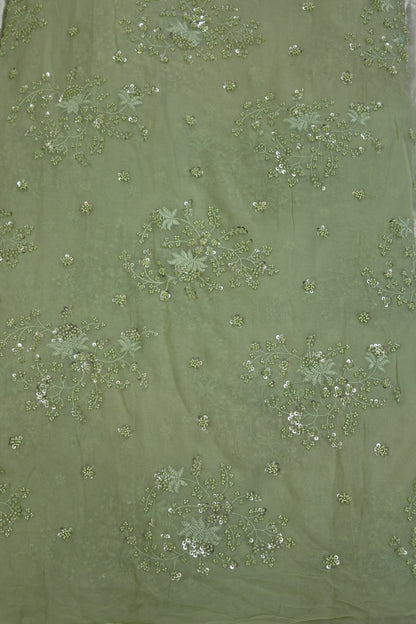 Georgette Embroidered Fabric With Cutbeads & Sequins