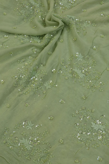 Georgette Embroidered Fabric With Cutbeads & Sequins