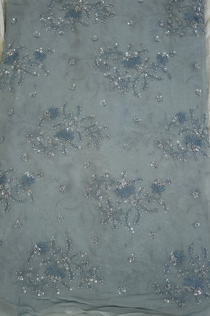 Georgette Embroidered Fabric With Cutbeads & Sequins