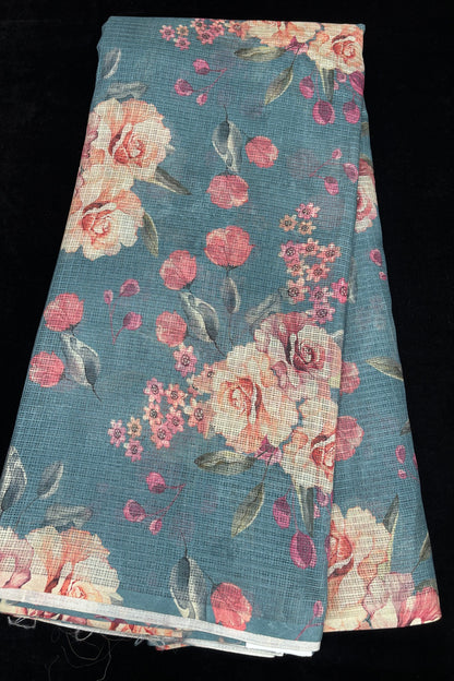 Digital Floral Printed Semi Silk Kota Fabric