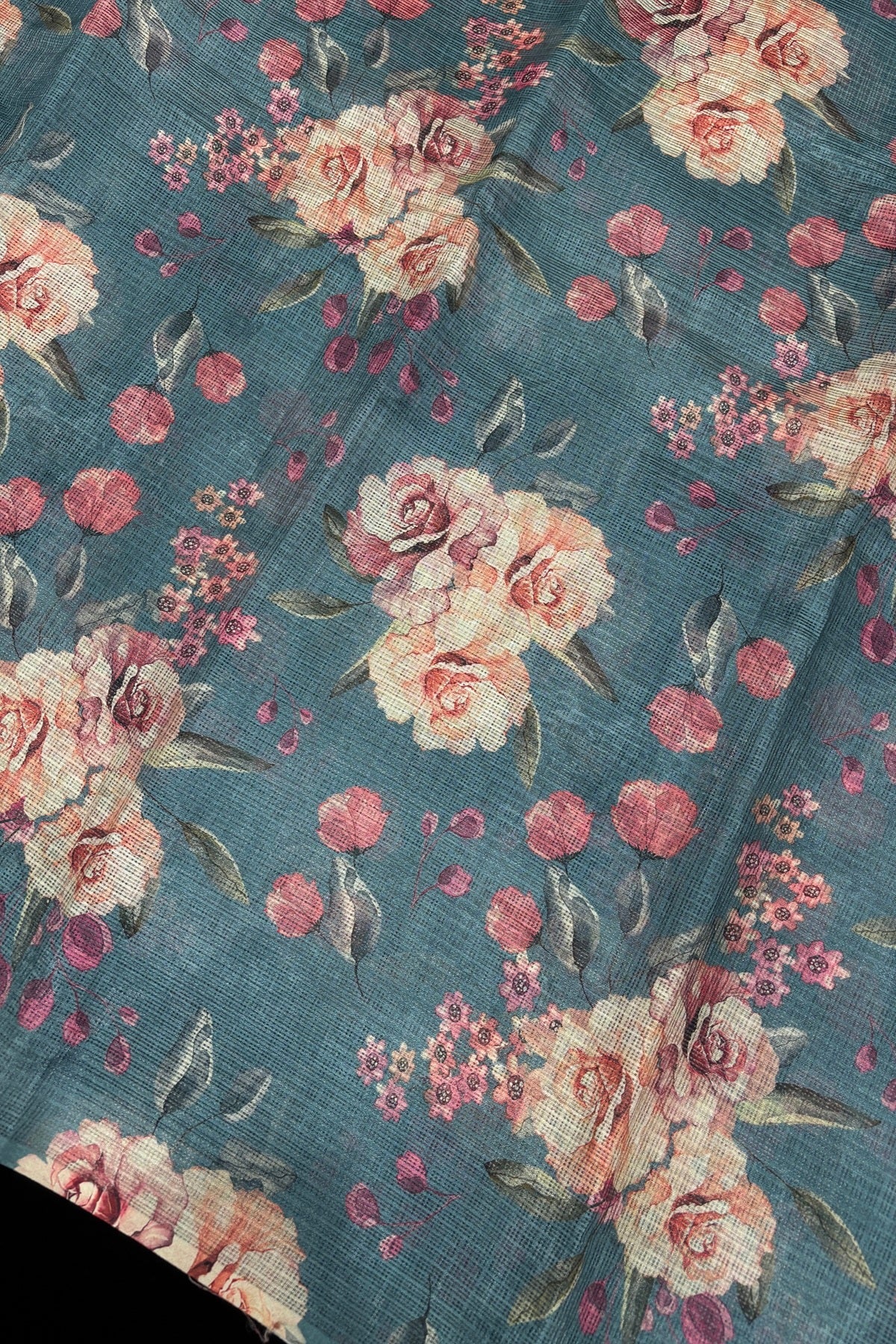 Digital Floral Printed Semi Silk Kota Fabric