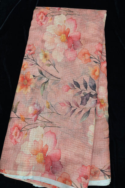 Digital Floral Printed Semi Silk Kota Fabric