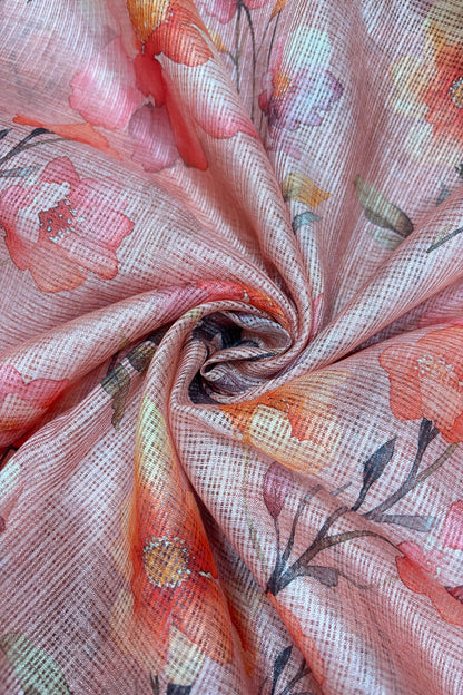 Digital Floral Printed Semi Silk Kota Fabric
