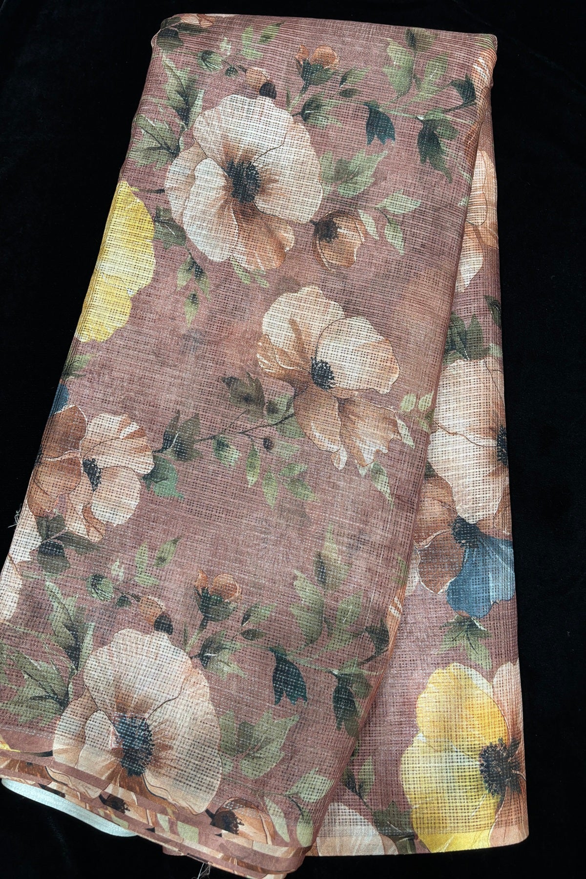 Digital Floral Printed Semi Silk Kota Fabric