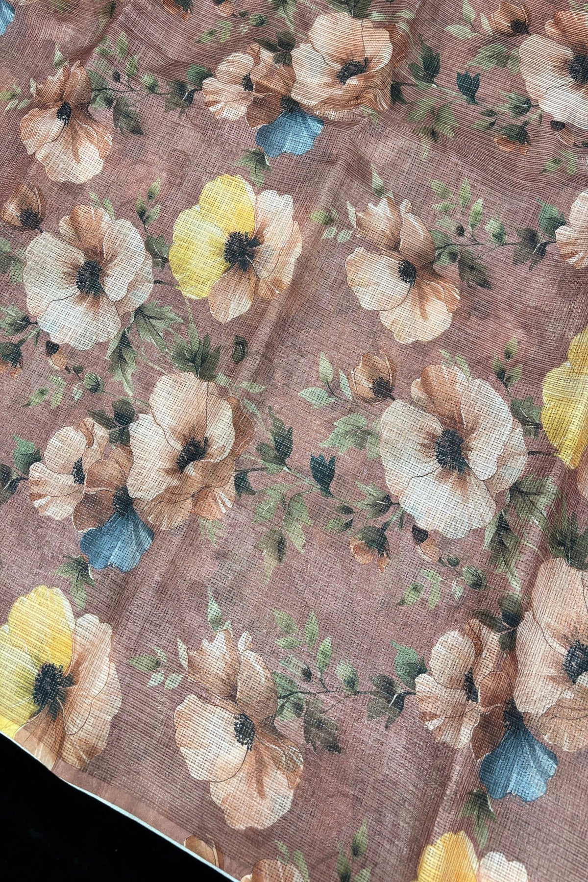 Digital Floral Printed Semi Silk Kota Fabric