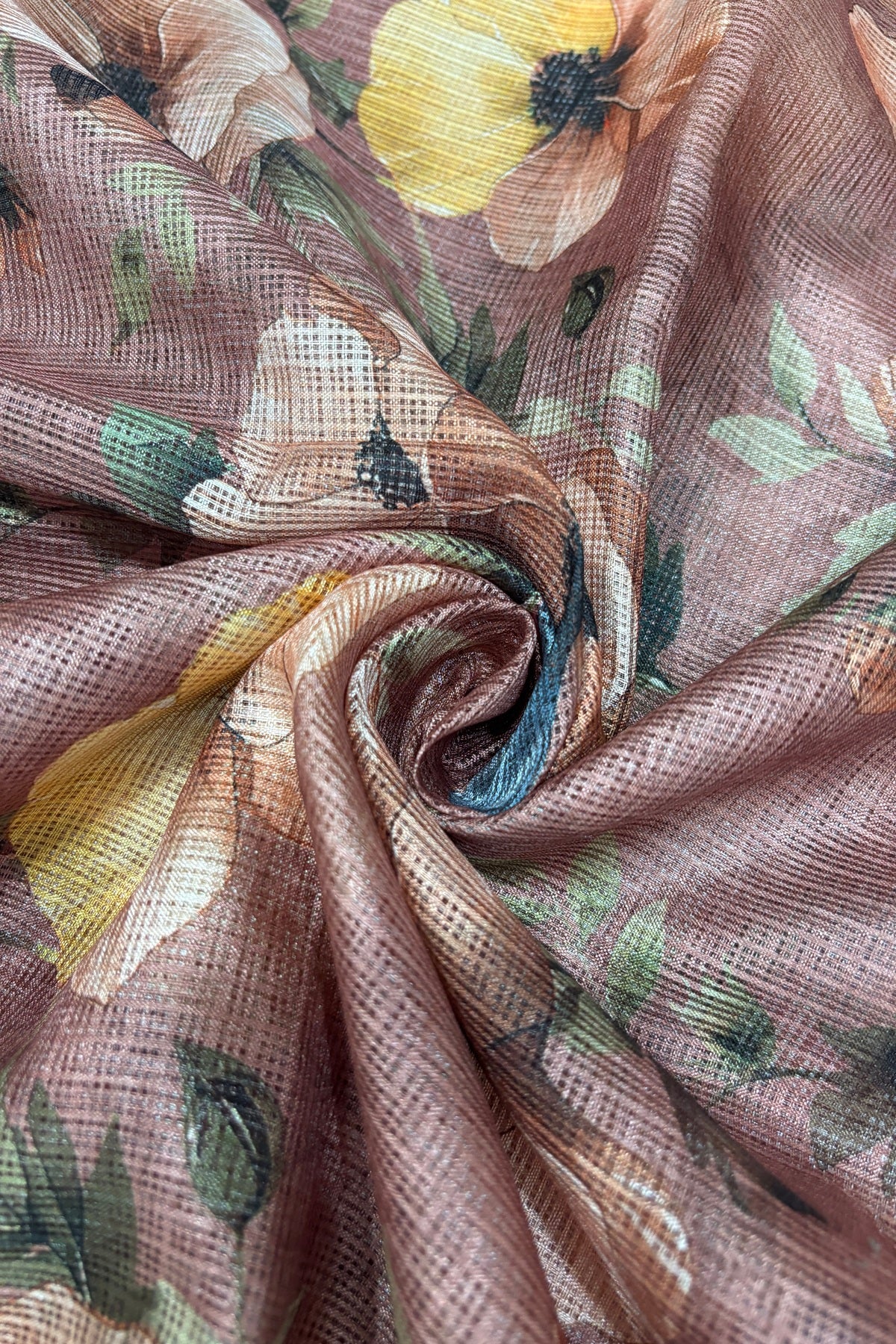 Digital Floral Printed Semi Silk Kota Fabric