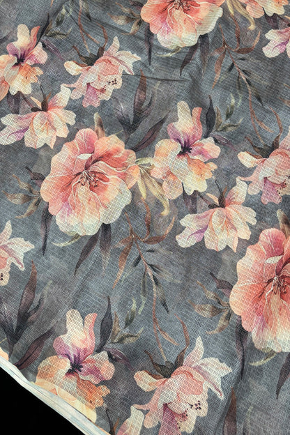 Digital Floral Printed Semi Silk Kota Fabric